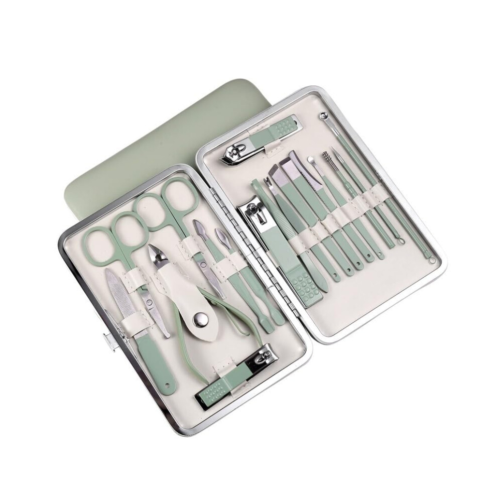 Nail Clippers Set 18pcs Professional Stainless Steel Manicure Pedicure Kit with Ergonomic Grip and Travel Case