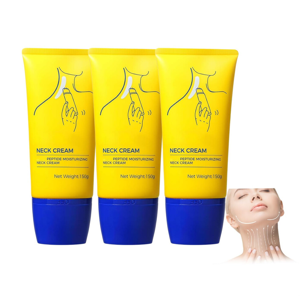 Cream Neck Firming With Collagen And Hyaluronic Acid, Triple Roller Massager, Lifts Neck And Jawline, 3 Pcs