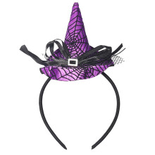 Halloween Witch Hat Headband with Glitter Spiderweb Design for Costume Party Decorations