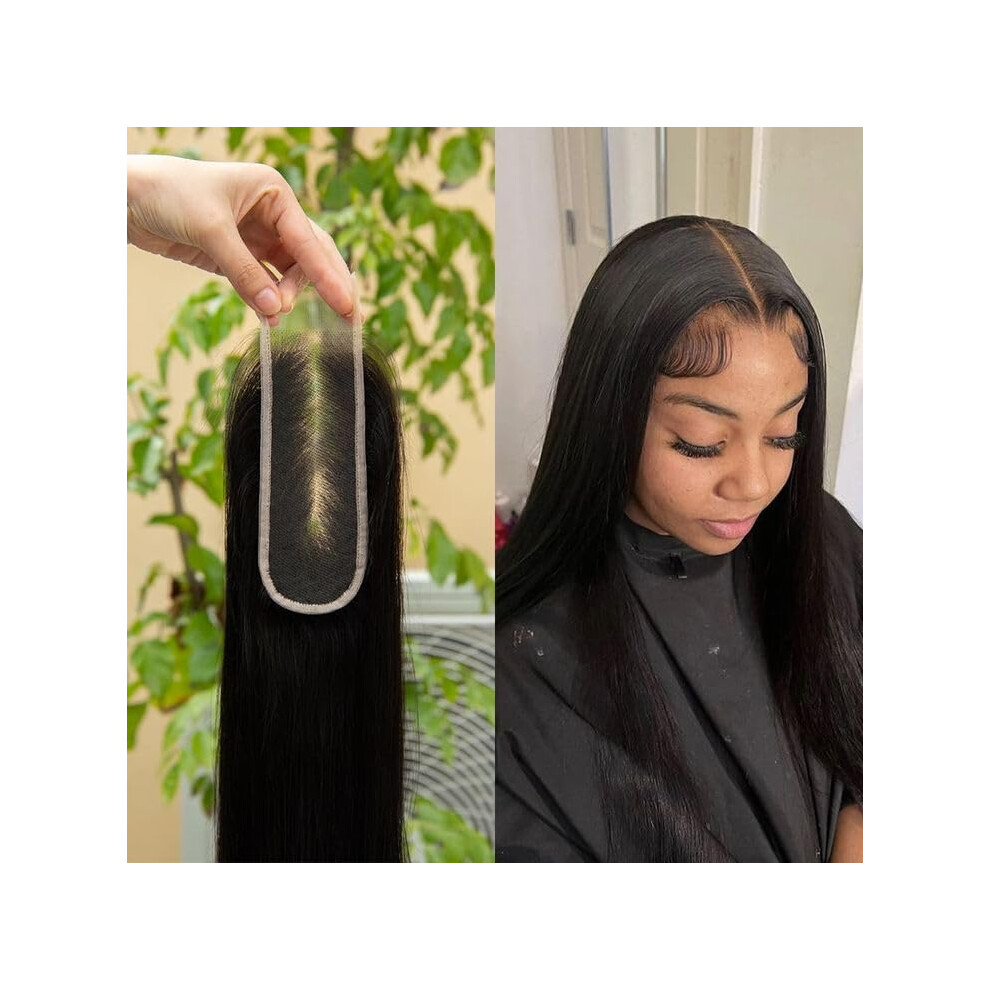 Unisex Black 2X6 Hd Lace Closure 22 Inch Virgin Human Hair Pre Plucked With Baby Hair Ultrathin Invisible Swiss Lace