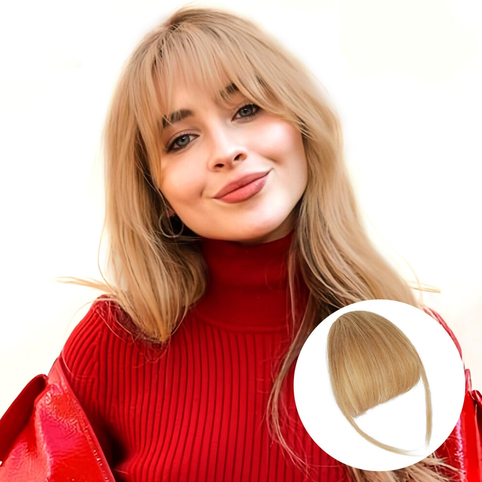 Unisex Clip In Human Hair Bangs Hairpiece 27# Wispy Fringe With Temples Natural Texture For Women