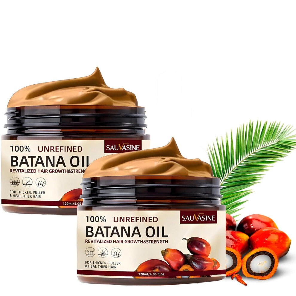Batana Oil for Hair Growth, 100% Unrefined Organic Hair Oil for Thicker Hair and Scalp Care (2pcs)