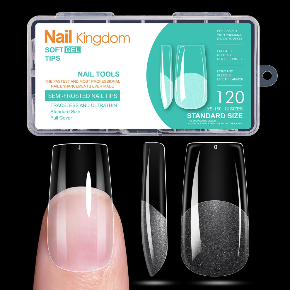 Medium Square Press on Nails 120pcs HalfMatte Gel Nail Tips Full Cover Acrylic False Nails 12 Sizes