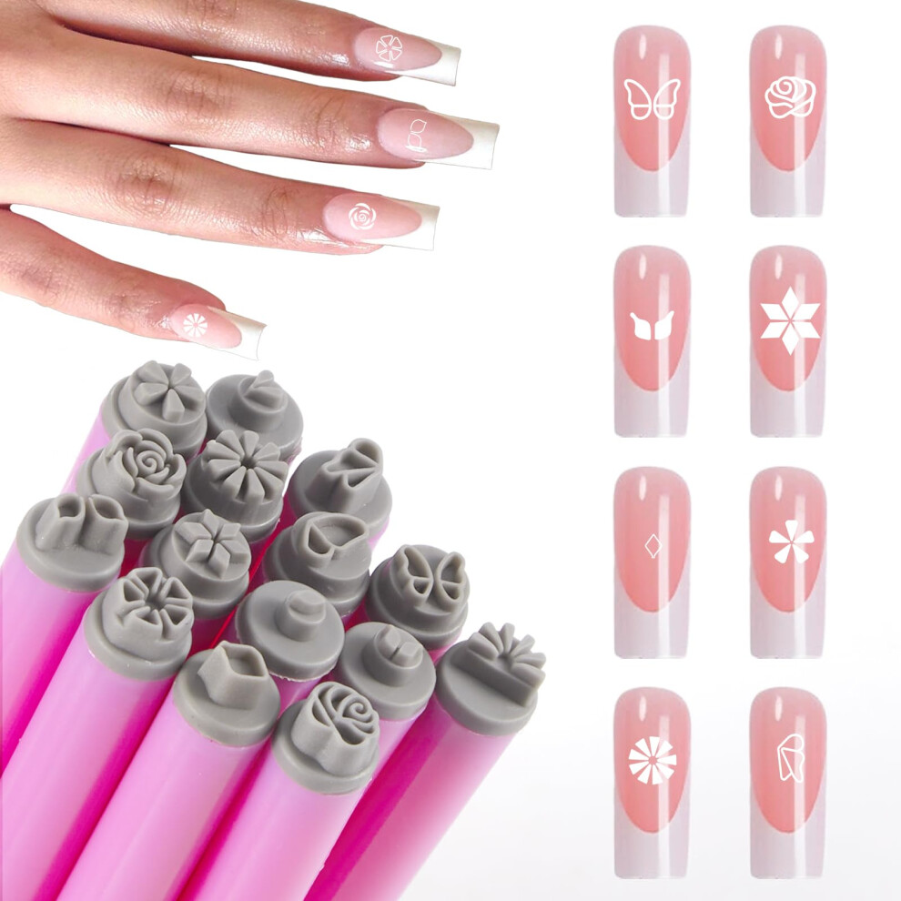 15pcs Nail Stamping Kit with Silicone Head Pens, Flower Butterfly Designs for DIY Nail Art