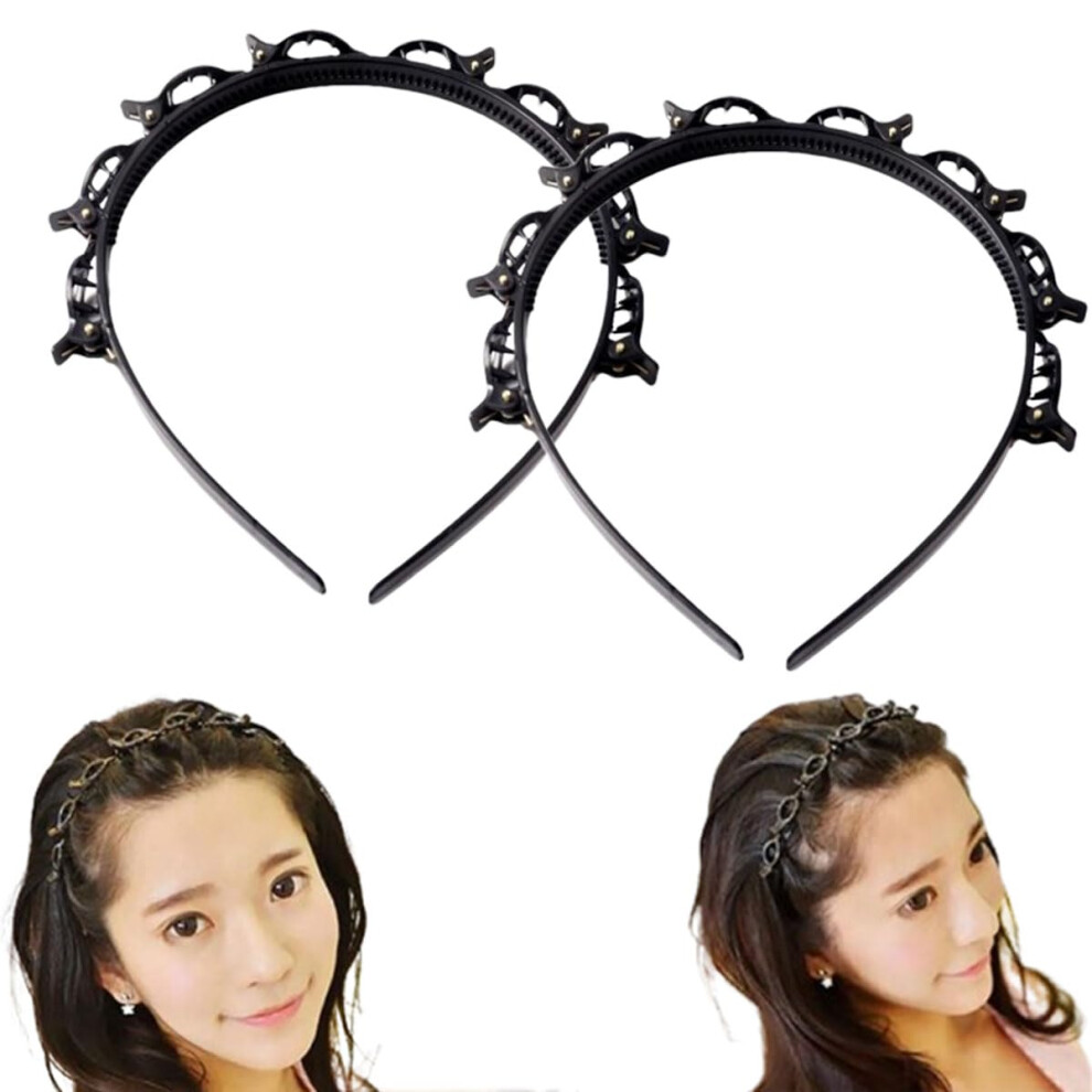 Unisex Black Hairband With Clips Medium Elastic Headband Secure Hold For Quick Hair Styling