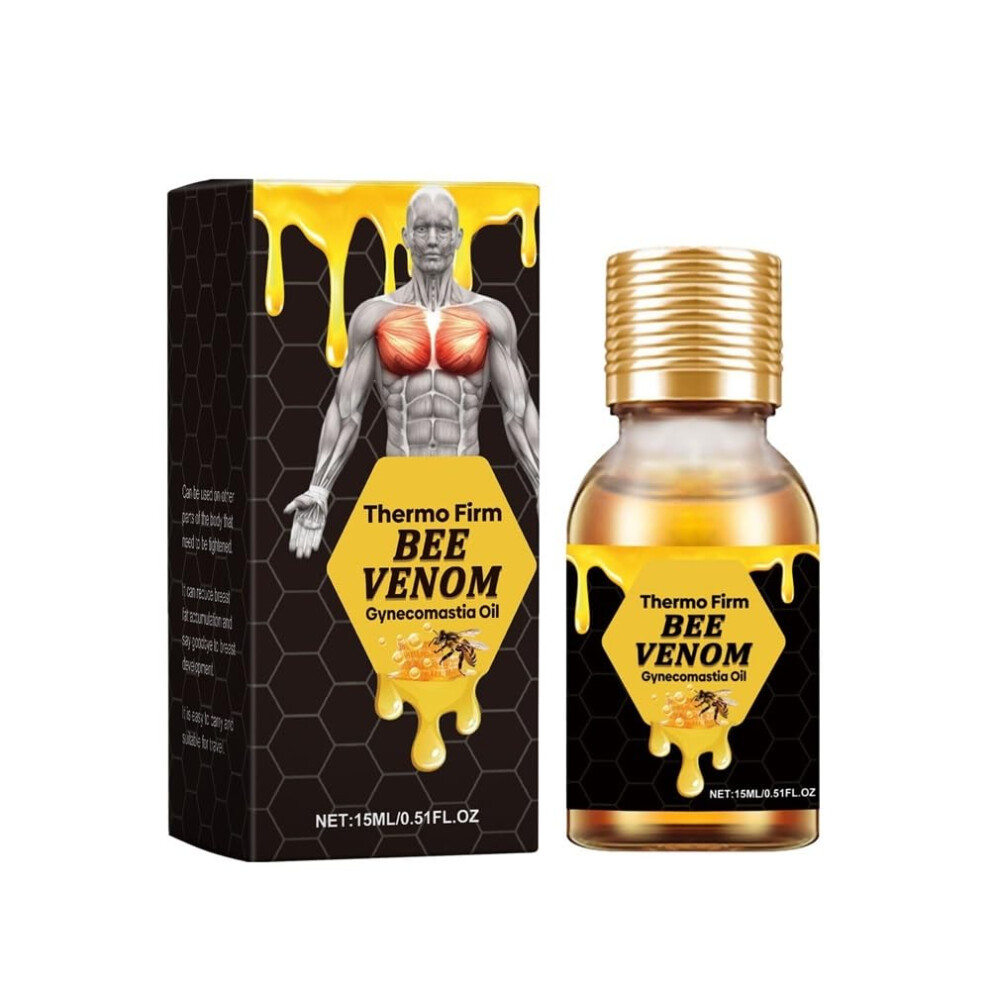 Male Chest Firming Oil with Bee Venom, Natural Muscle Enhancement and Heat Therapy, 1 Count