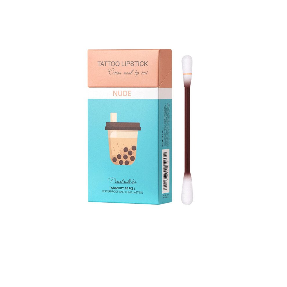 Disposable Lipstick Applicator Set with Waterproof Matte Cotton Swab Lipstick, Nude 4 Colors