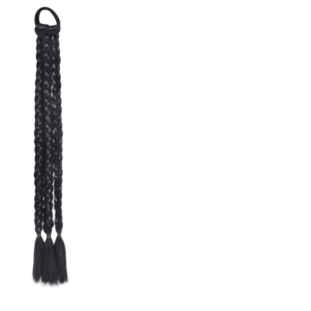 Braided Ponytail Extension Heat Resistant Long Straight Synthetic Hairpiece for Women Color 1B