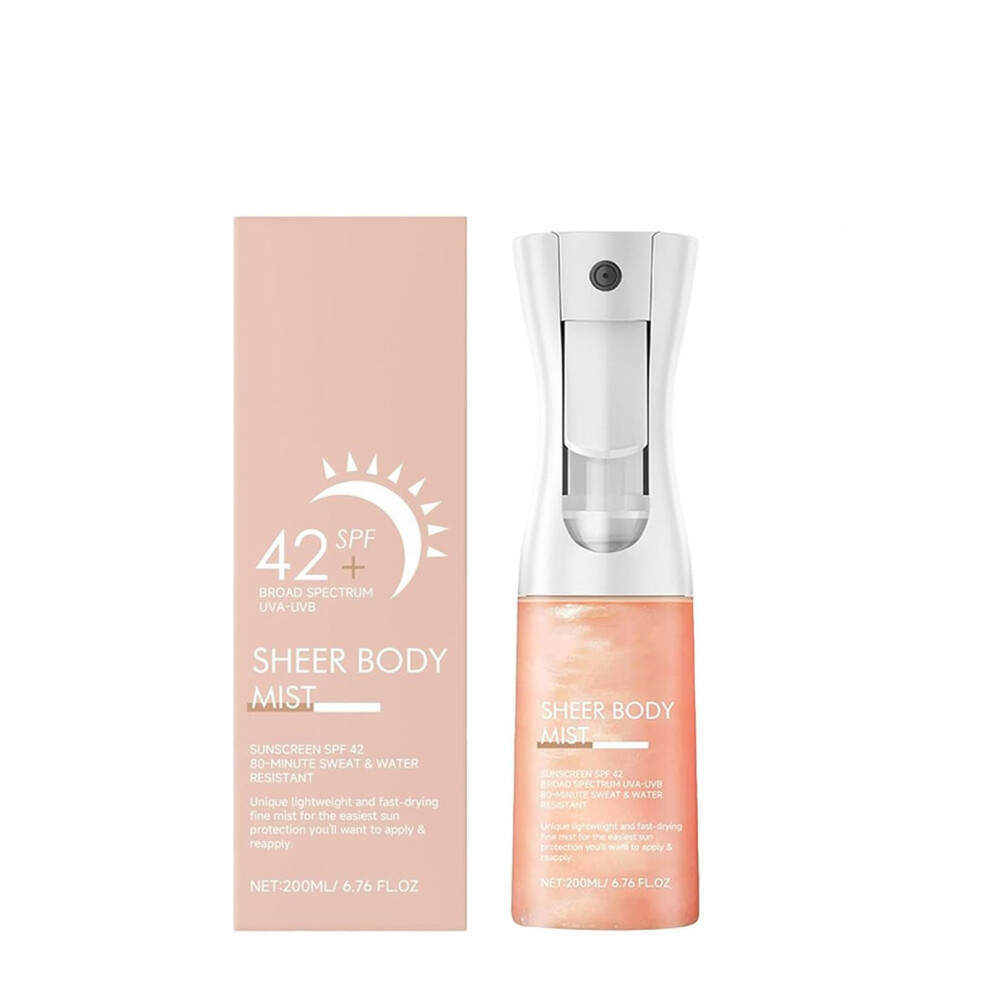 Body Mist Sunscreen SPF 42 Spray, Hydrating Sheer Formula for Glowing Skin, Beach and Makeup Friendly
