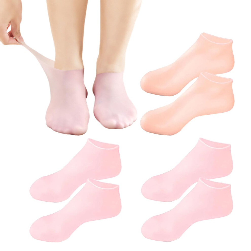 3 Pairs Moisturizing Gel Socks with Aloe for Cracked Heels, Silicone Foot Care for Dry Skin