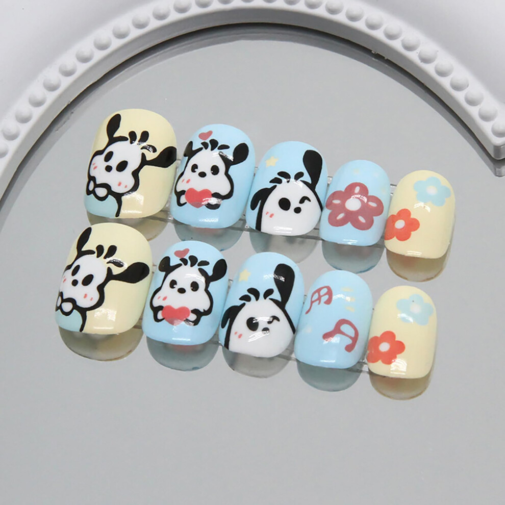24Pcs Square Press On Nails with Glue and Tools, Reusable Glossy UV Finish Full Coverage