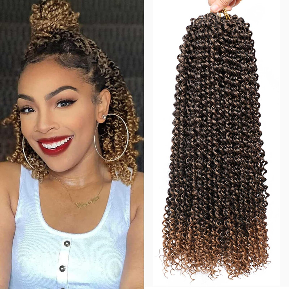 Unisex Passion Twist Hair 14 Inch Ombre Crochet Braiding Extensions, Soft Natural Texture, 7 Packs T1b/27