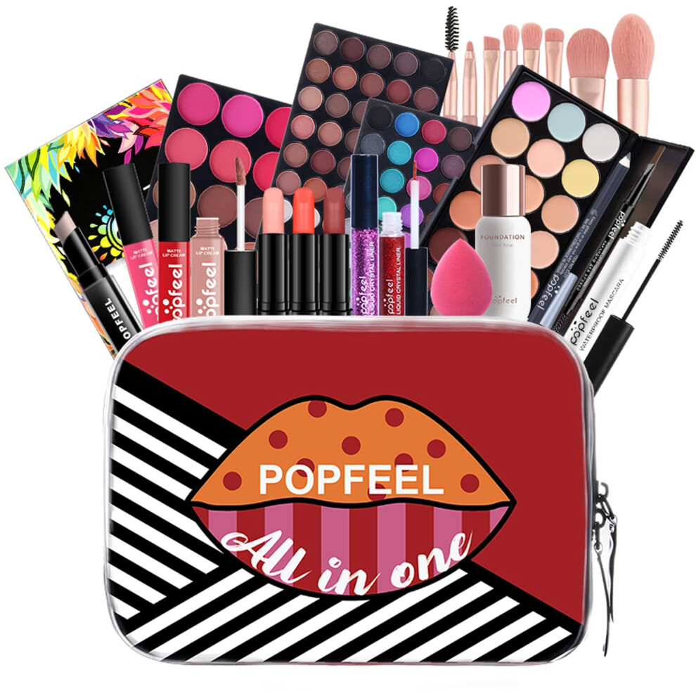 Makeup Kit for Women AllinOne Travel Set with Brushes, Eyeshadow, Lip Gloss, Mascara, Concealer