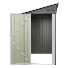 BIRCHTREE 4x10ft Lean To Garden Shed Metal Storage Tool House Pent Roof Grey