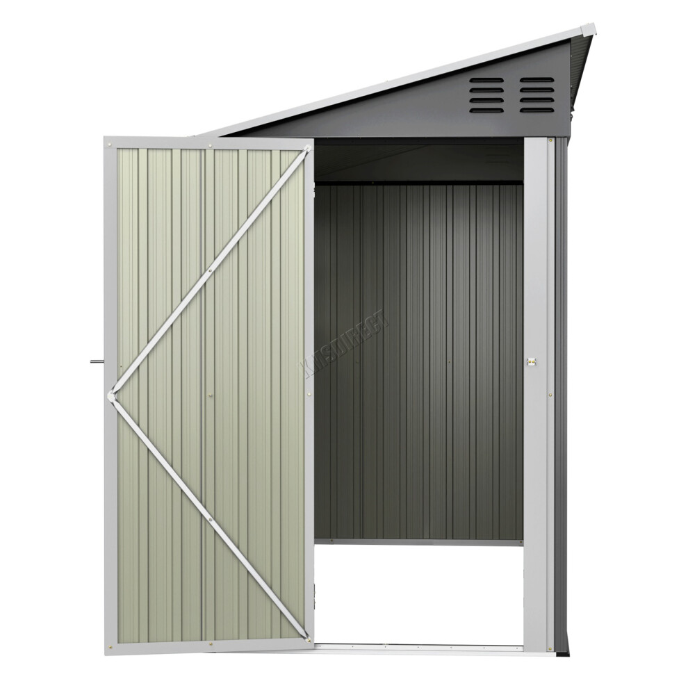 Birchtree 4X10ft Lean To Garden Shed Metal Storage Tool House Pent Roof Grey