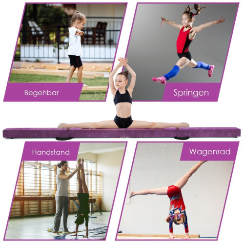 Trave di equilibrio pieghevole per ginnastica, 210 cm, antiscivolo, viola 2