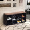 Shoe Bench with Cushion, Adjustable Shelves, Brown Wood 2