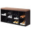 Shoe Bench with Cushion, Adjustable Shelves, Brown Wood 5