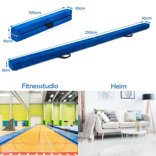 Foldable Gymnastics Balance Beam, 210cm, Suede-Like Surface 1
