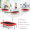 Foldable Fitness Trampoline with Adjustable Handle, Red, 150kg Capacity 4