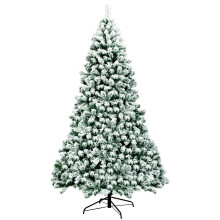Árbol de Navidad nevado preiluminado de 225 cm con soporte de metal