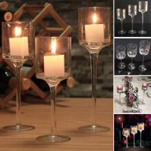 3-Piece Glass Tealight Candlestick Set - Elegant European-Style High-Foot Centerpieces for Weddings