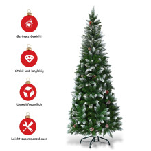 Árbol de Navidad nevado con soporte de metal, 630 puntas de PVC, 180 cm