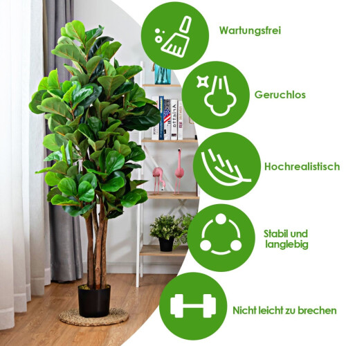 Artificial Fiddle Leaf Fig Tree, 1.5m, Indoor/Outdoor Decor 1