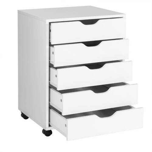 Mobile File Cabinet with 5 Drawers, White, 48x39.5x65.5 cm 1