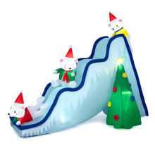 Tobogán inflable navideño con osos y luces LED