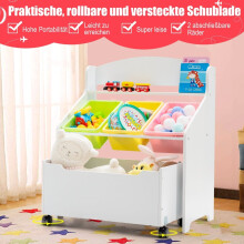 Estantería de juguetes para niños con ruedas, MDF blanco