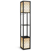 Lámpara de pie con estantes, doble luz, pantalla blanca, 156 cm