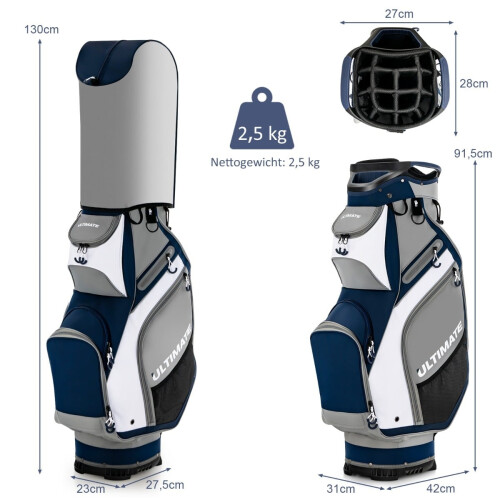 Bolsa de golf con 14 divisores completos, azul marino/gris 2