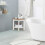 Corner Shower Stool with Shelf, Waterproof HDPE, White 1