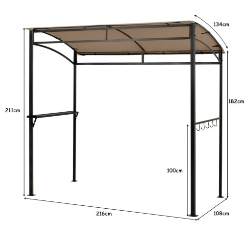 Weatherproof Grill Gazebo, Metal Frame, Shelf & Hooks 2