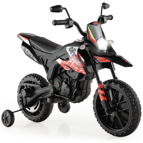 12V Kinder-Elektromotorrad mit Stützrädern, Rot 1