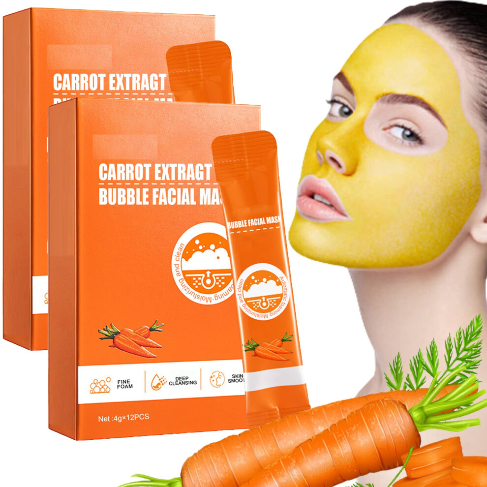 Carrot Bubble Facial Mask 2pcs Deep Cleansing Blackhead Removal Hydrating Foaming Face Mask