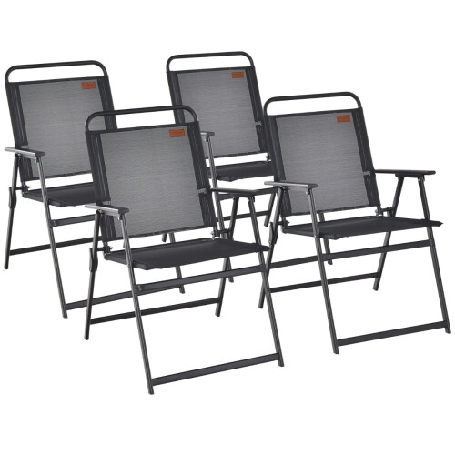 4-Piece Black Folding Garden Chairs with Armrests 2