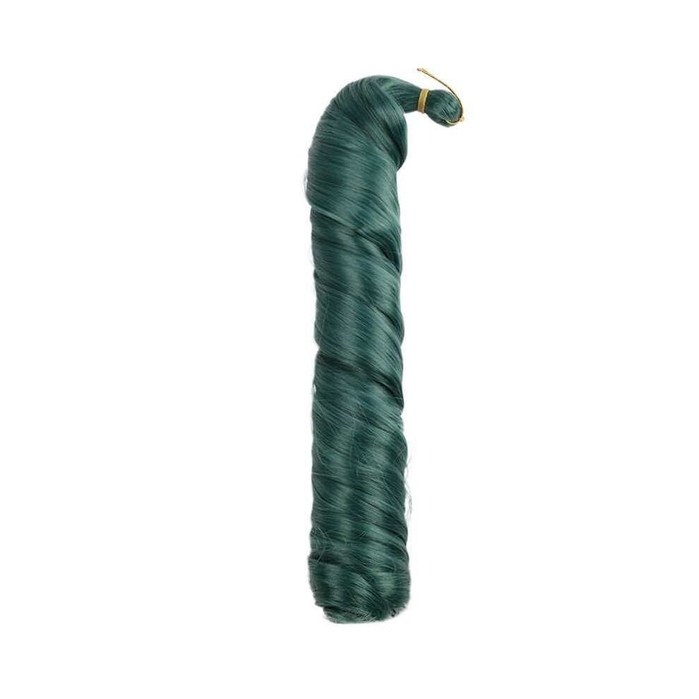 Unisex Green 14 Inch Synthetic French Curly Braiding Hair Extensions Prestretched Spiral Curls