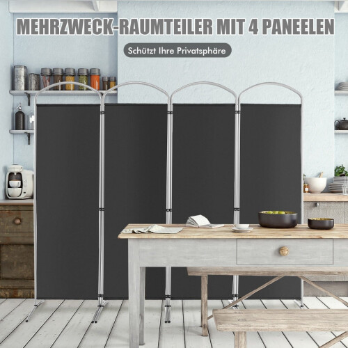 4-Panel Folding Room Divider, Gray, 221 x 188 cm 1