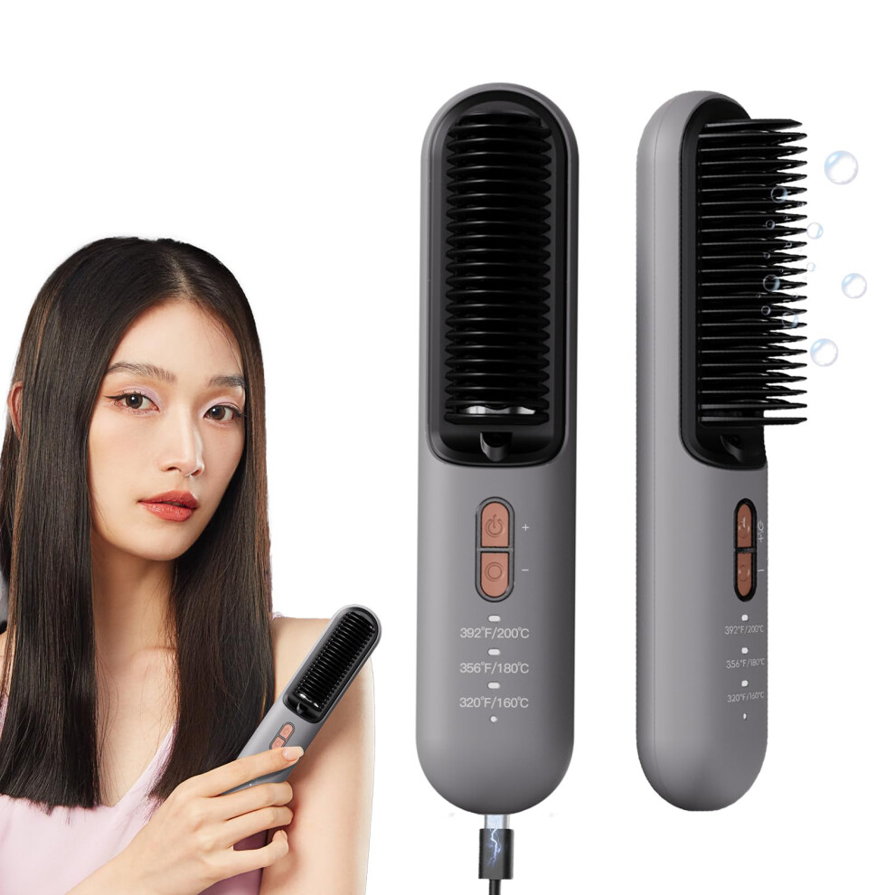 Cordless Hair Straightener Brush with Ionic 2in1 Styling, Dual Voltage, Fast Heatup, TravelReady