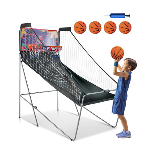 Gioco arcade da basket pieghevole a 2 canestri con 8 modalità