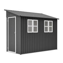 BIRCHTREE 4x8ft Lean To Garden Shed Metal Storage House Pent Roof Anthracite