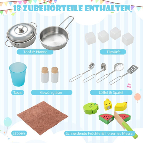 Set da cucina giocattolo in legno con microonde, 18 accessori 2