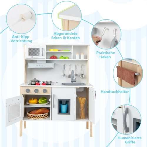 Set da cucina giocattolo in legno con microonde, 18 accessori 1