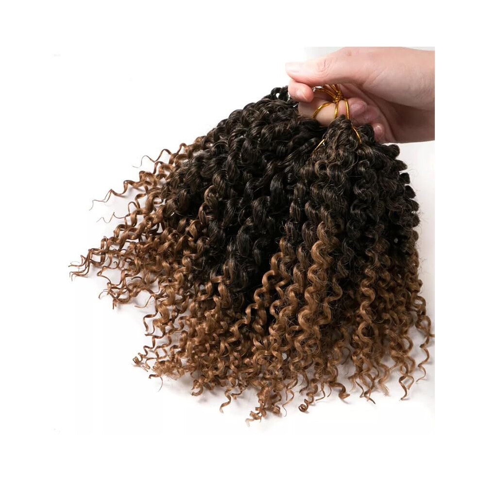 Unisex Black 8 Inch Passion Twist Crochet Hair 6 Bundles For Women, Kinky Curly Marley Twist Extensions