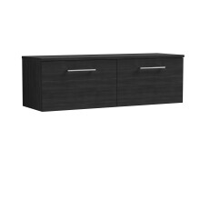 Balterley Level Contemporary Bathroom Wall Hung 1-Drawer Vanity Unit with Worktop, Charcoal Black, 600mm