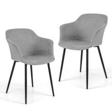 Set de 2 scaune de bucătărie, gri deschis, spătar ergonomic