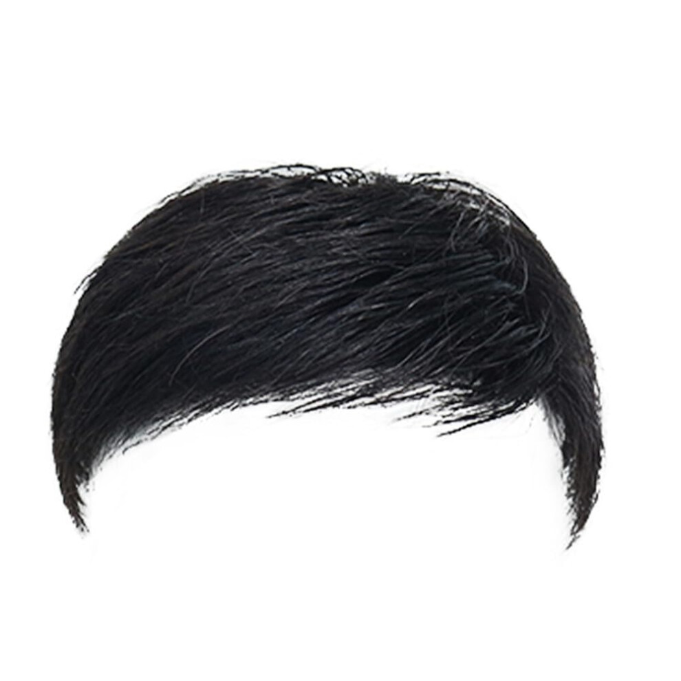 Unisex Black Men's Human Hair Toupee 16X18cm With Headband Attachment, Short Topper For Natural Look