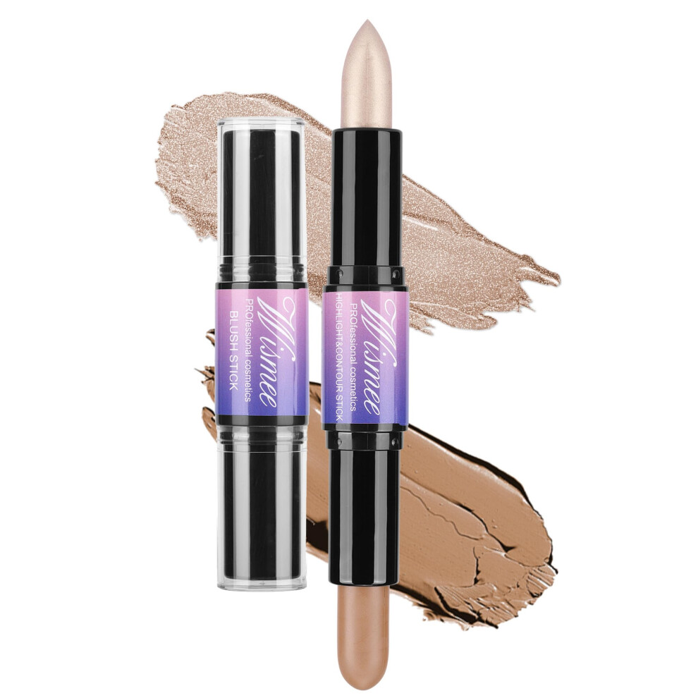Cream Dualended Contour Stick With Highlighter, Waterproof Longlasting Blendable Makeup